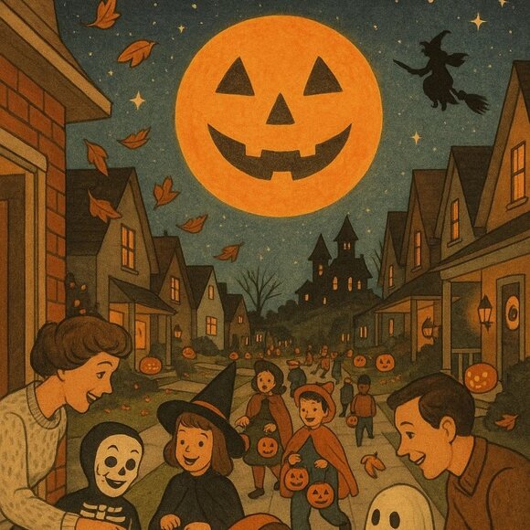 Other - Vintage Halloween Trick-or-Treat Art Print CARDSTOCK